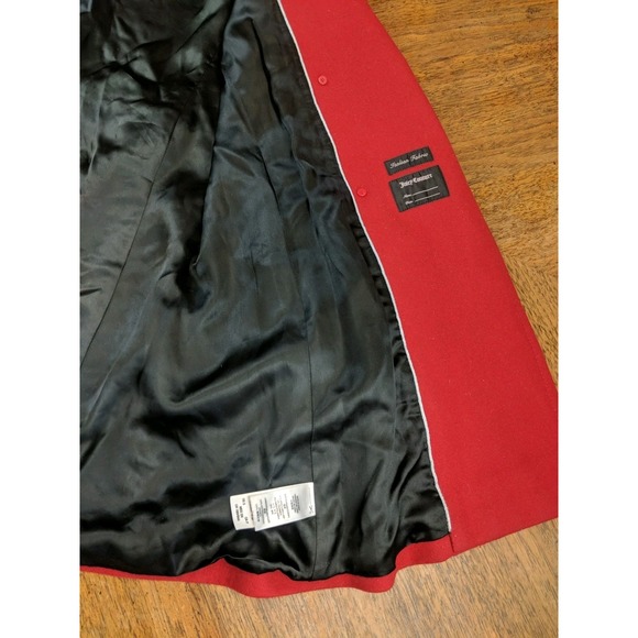Juicy Couture Coat Size Small Red Italian Wool Jacket Ruffle Trim Pea Coat - Picture 7 of 15